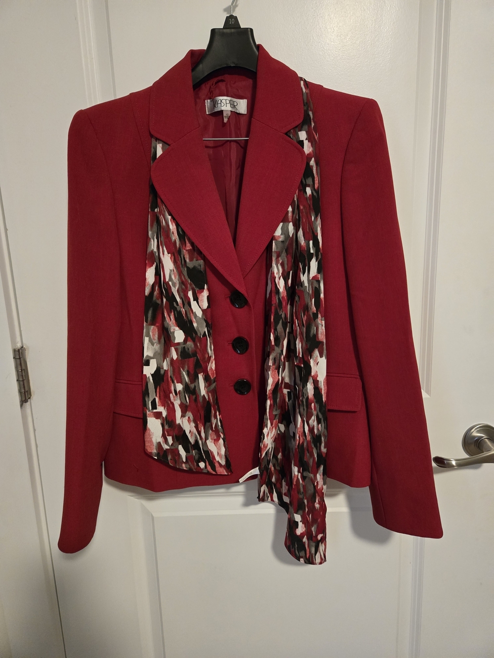 Kasper Red Women's Blazer with Printed Scarf